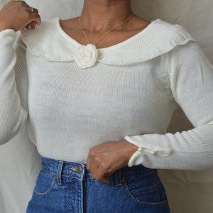 Vintage Rose Puritan Collar Sweater |L|